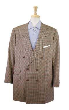 Edgar Pomeroy Bespoke Brown Check Wool Silk 2-Btn Double Breasted Sportcoat 44XL